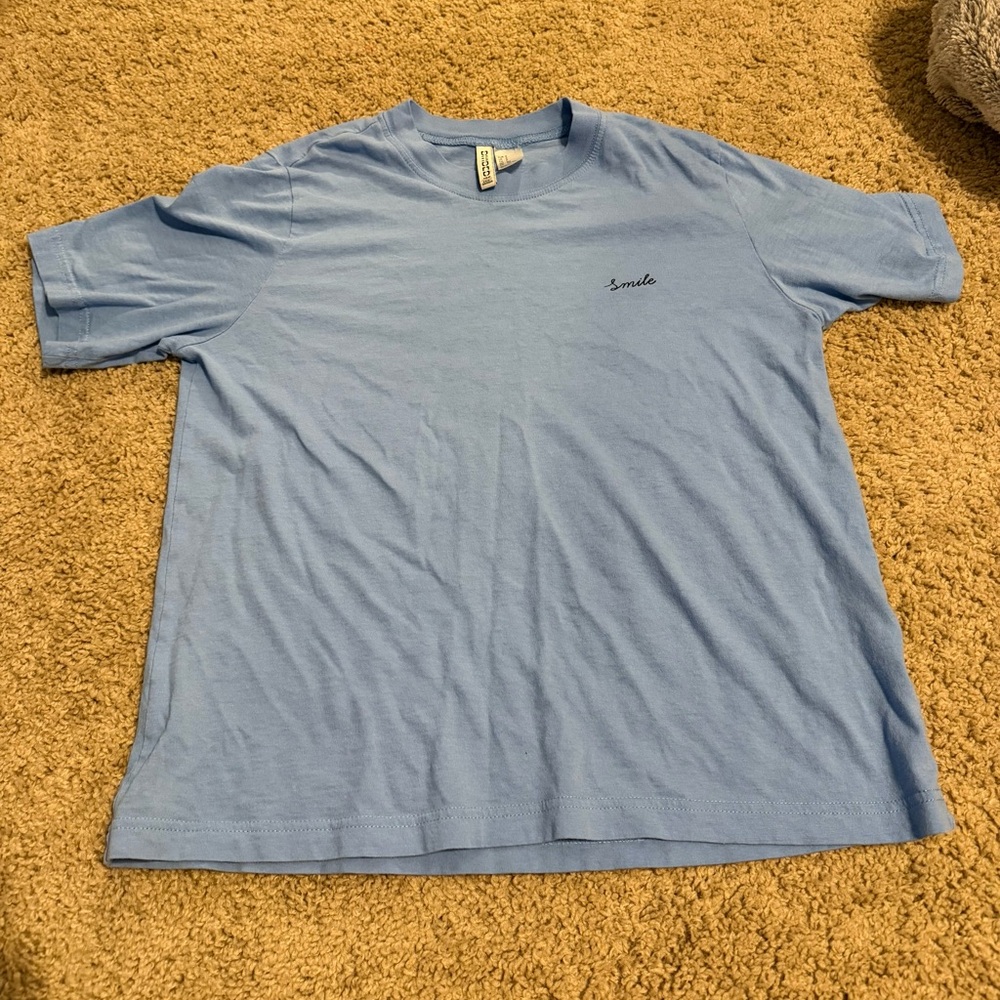 H&M Blue Short Sleeve Tee Classic Crew Neck